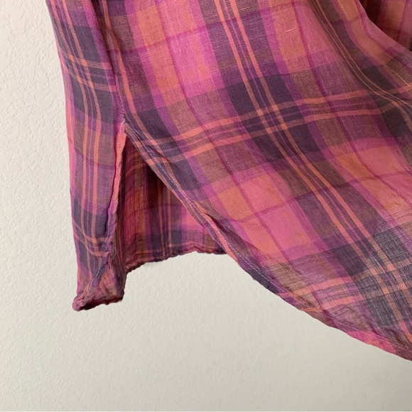 Free People X Cp Shades Womens plaid maxi Top 100% linen in valentine XS - Picture 5 of 11